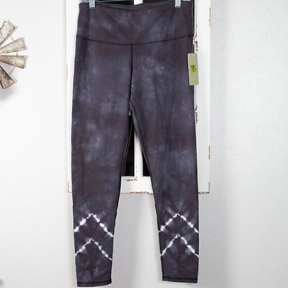 Halcyon Tie Dye Leggings Black Gray White High Rise M NWT Workout Casual - Picture 2 of 7